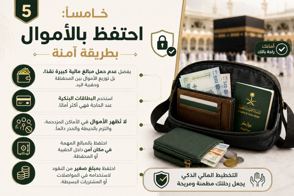 الاحتفاظ بالأموال بطريقة آمنة أثناء الحج والعمرة